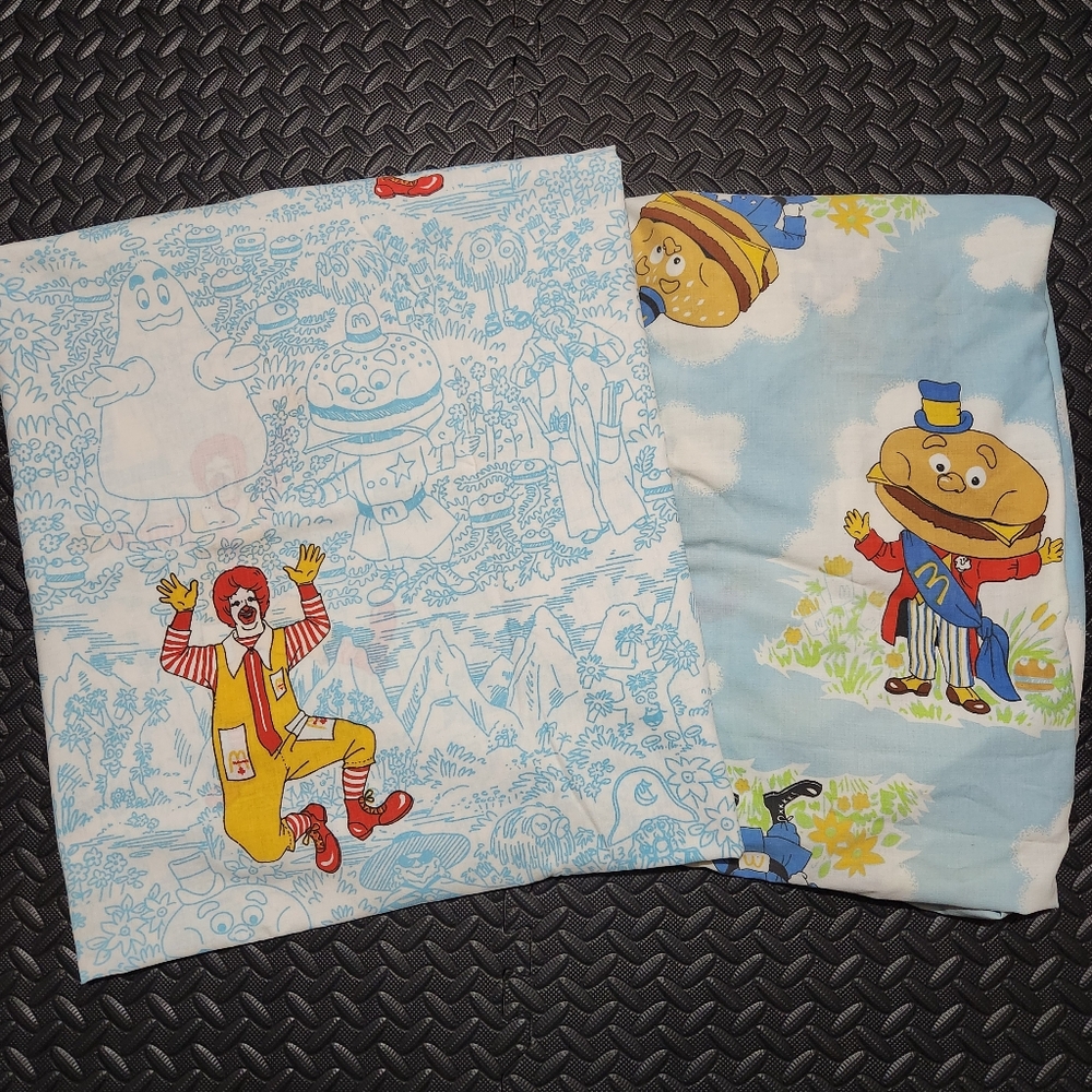 Vintage McDonald's Twin Sheet Set Ronald McDonald McDonaldland Characters HTF